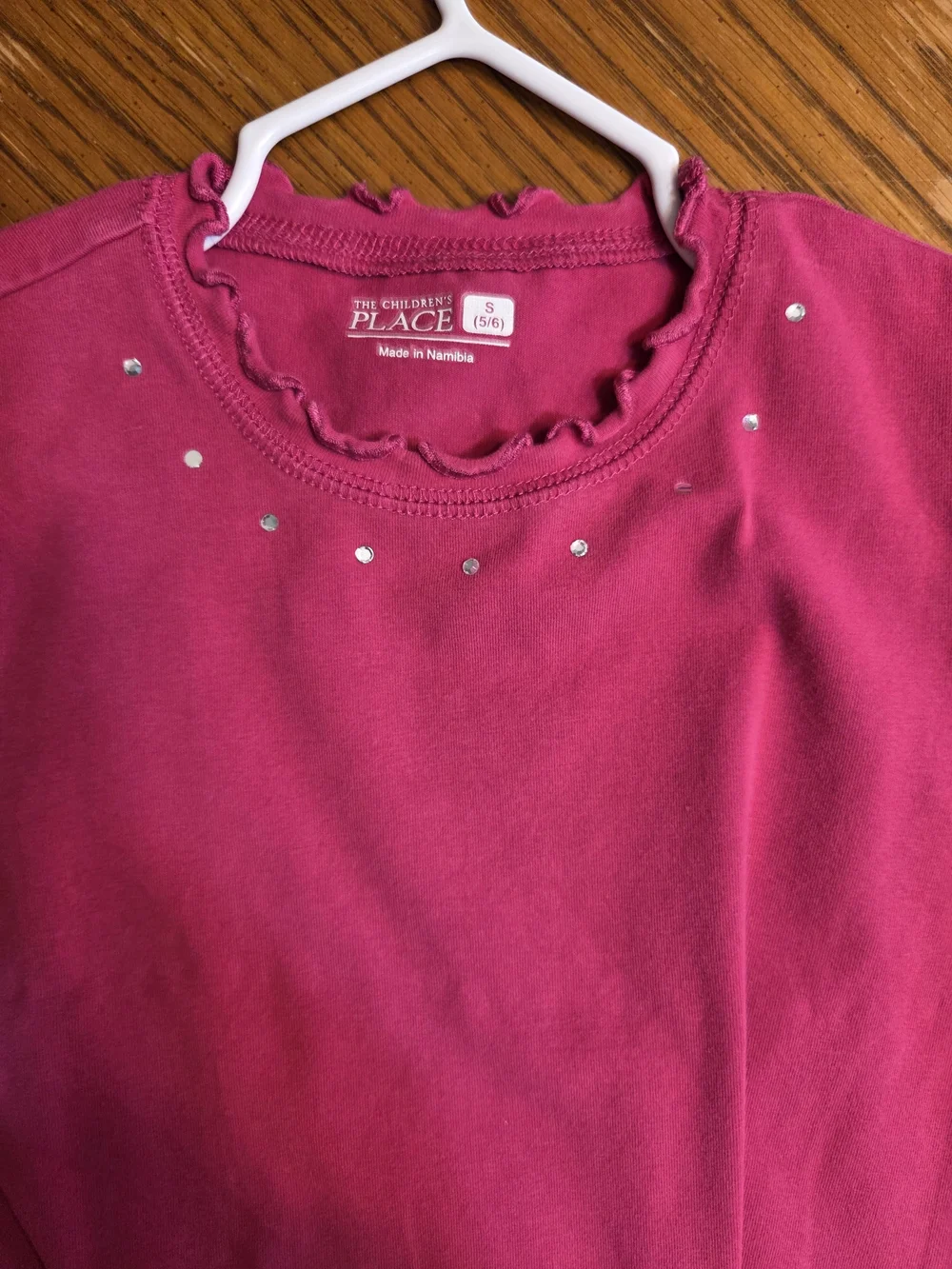 The Children's Place Bright Pink Long Sleeve Top with Rhinestone Detail